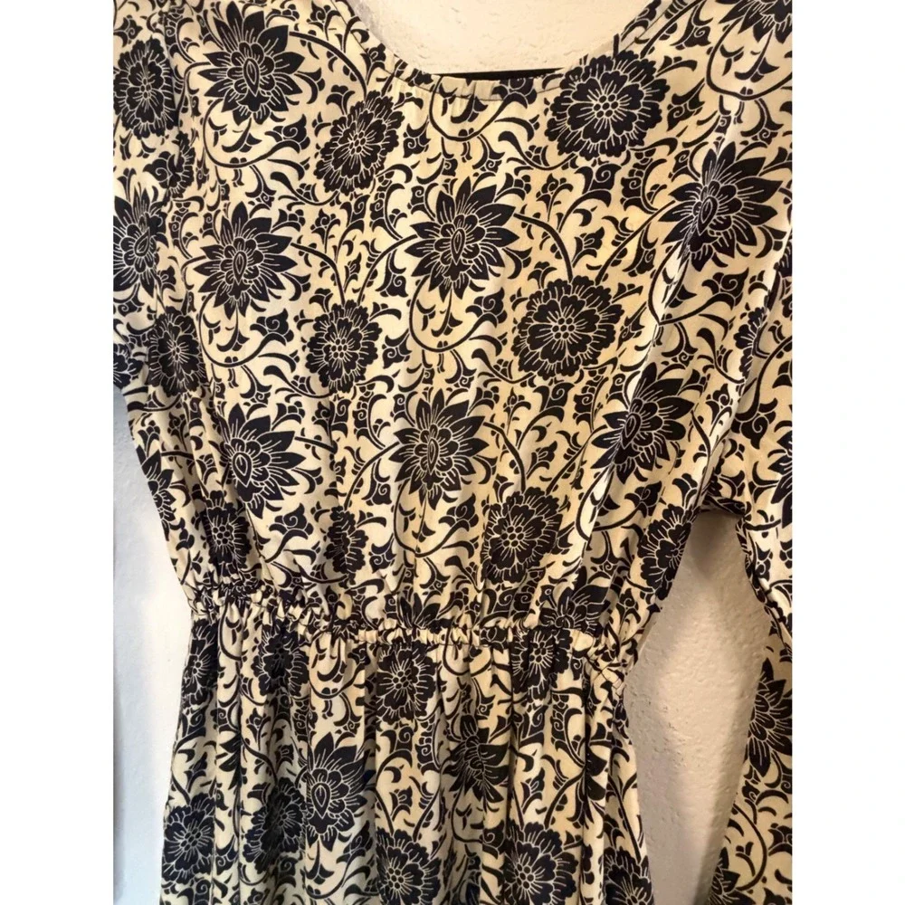 Anthropologie RAGA NWT Maxi Dress Cream Navy Floral Long Sleeve Boho XS